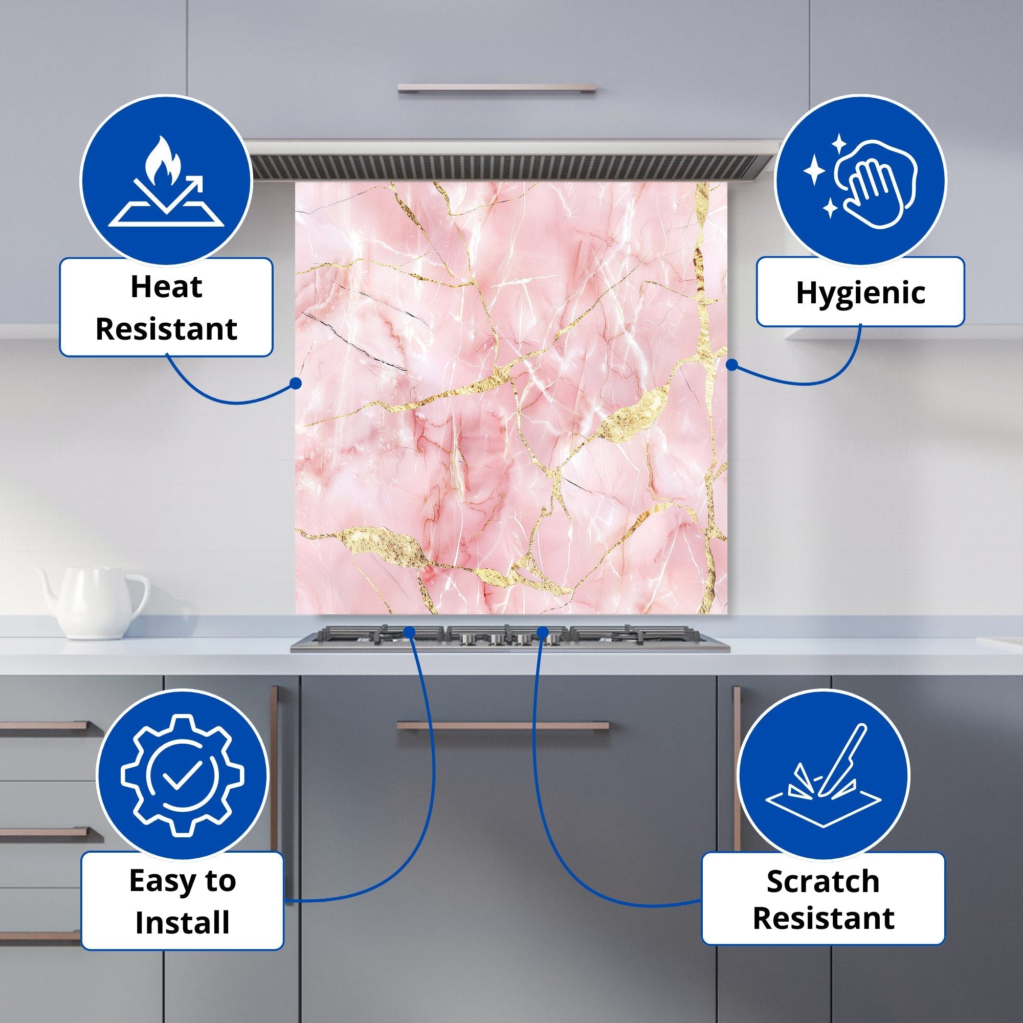 Rose Marble Effect Kitchen Splashback