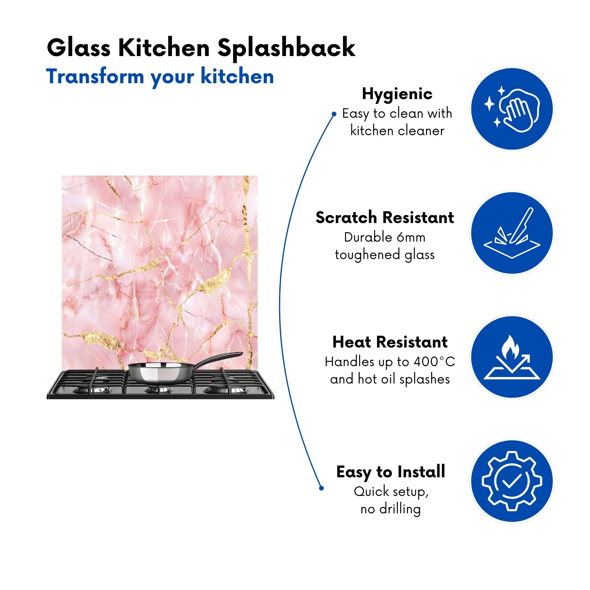 Rose Marble Effect Kitchen Splashback