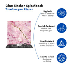 Polished Rose Marble Effect Kitchen Splashback