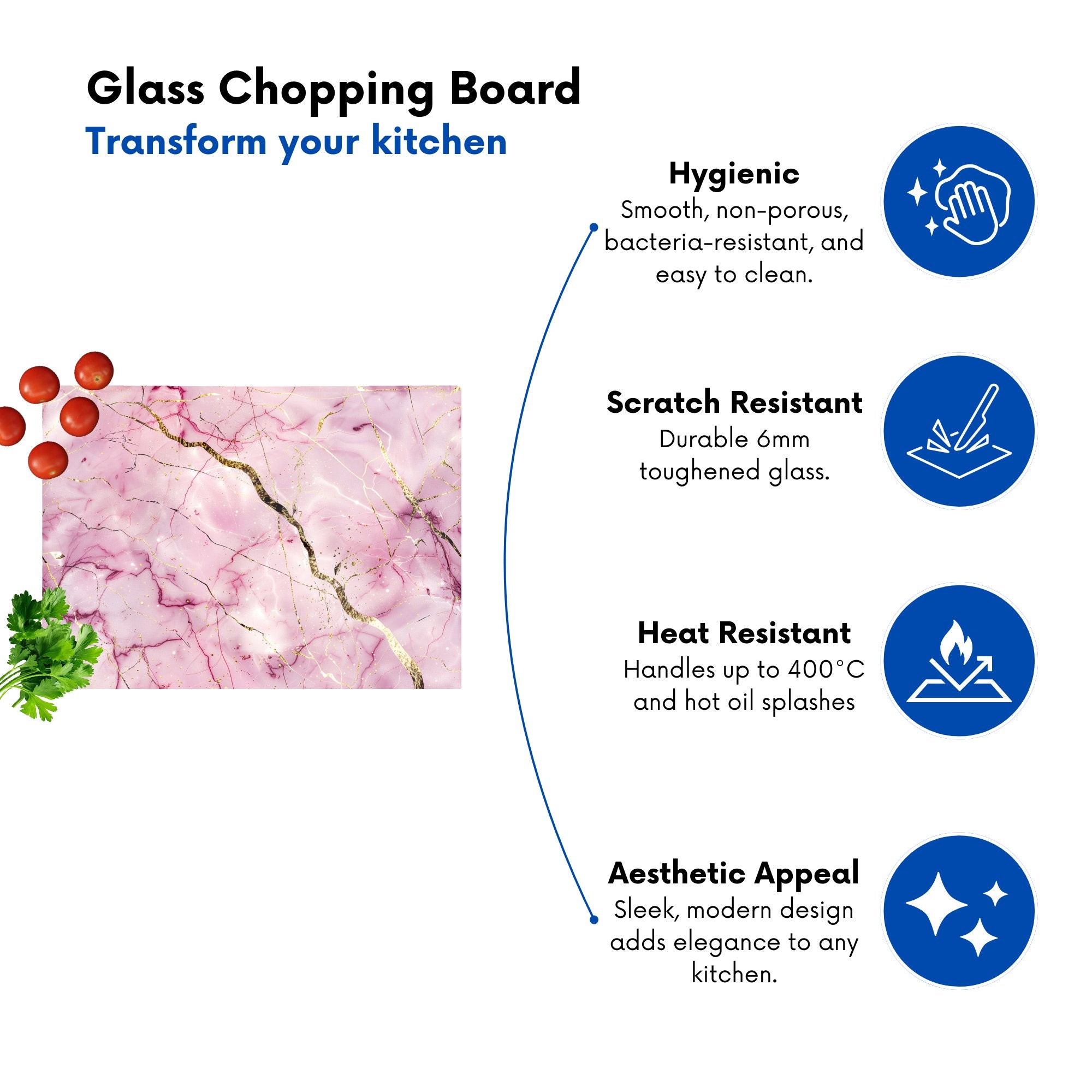 Polished Rose Marble Effect Chopping Board