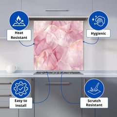 Light Rose Marble Effect Kitchen Splashback