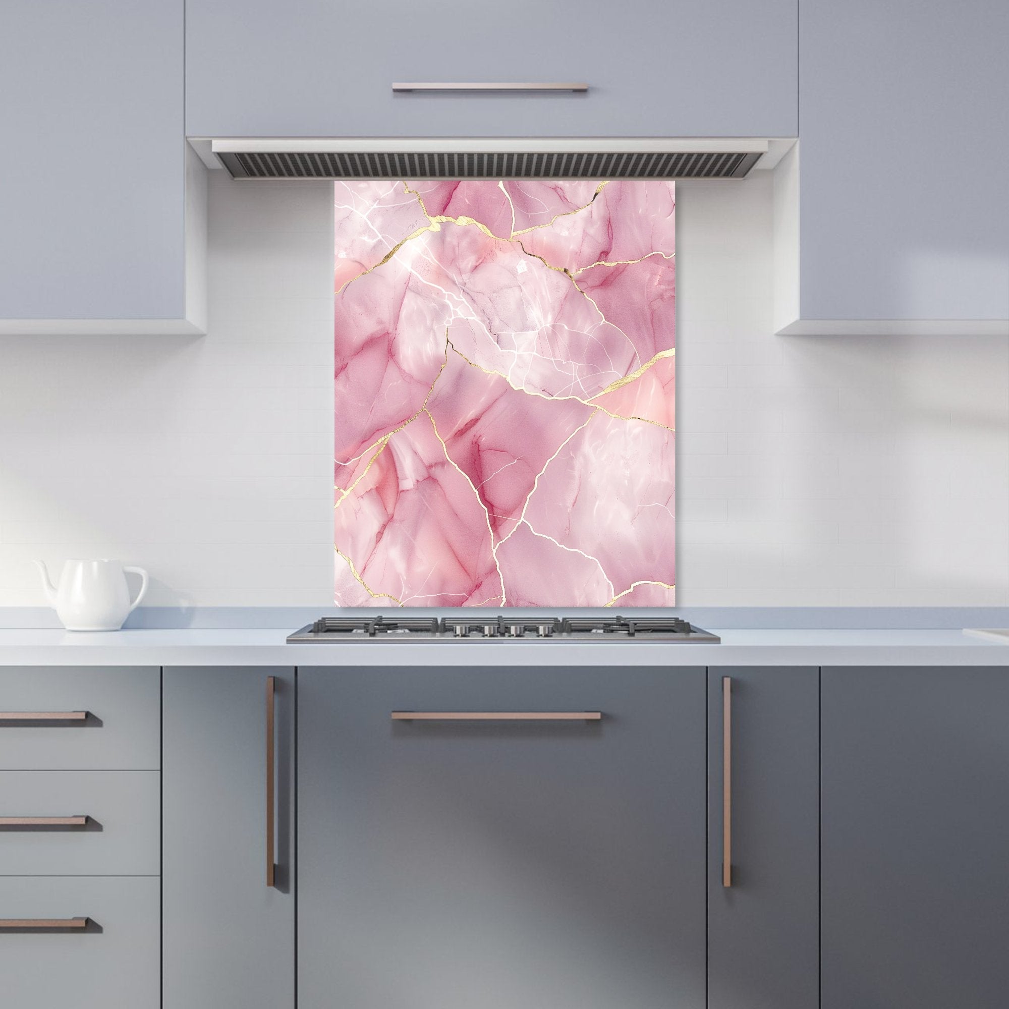 Light Rose Marble Effect Kitchen Splashback