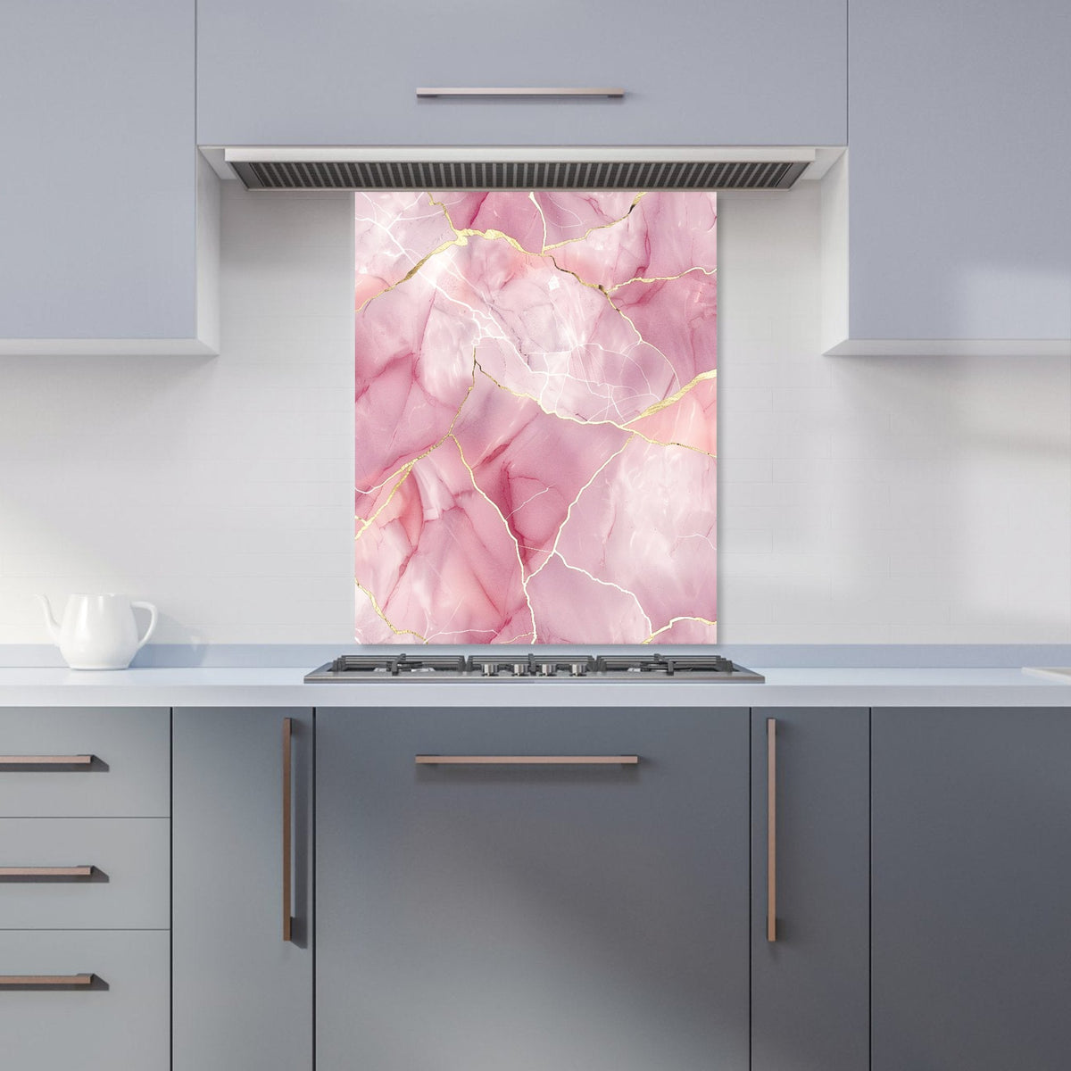 Light Rose Marble Effect Kitchen Splashback