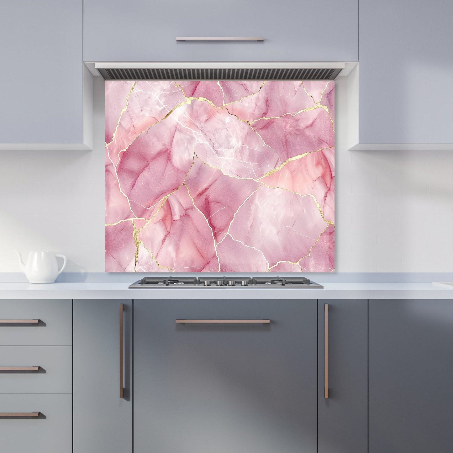 Light Rose Marble Effect Kitchen Splashback