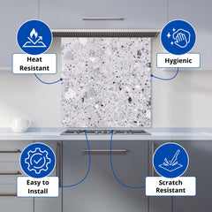 Silver Grey Quartz Effect Kitchen Splashback