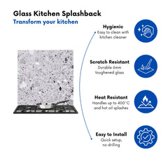Silver Grey Quartz Effect Kitchen Splashback
