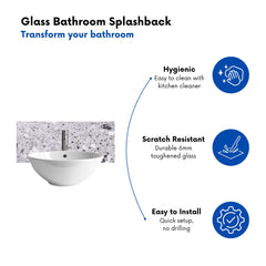 Silver Grey Quartz Effect Glass Bathroom Splashback
