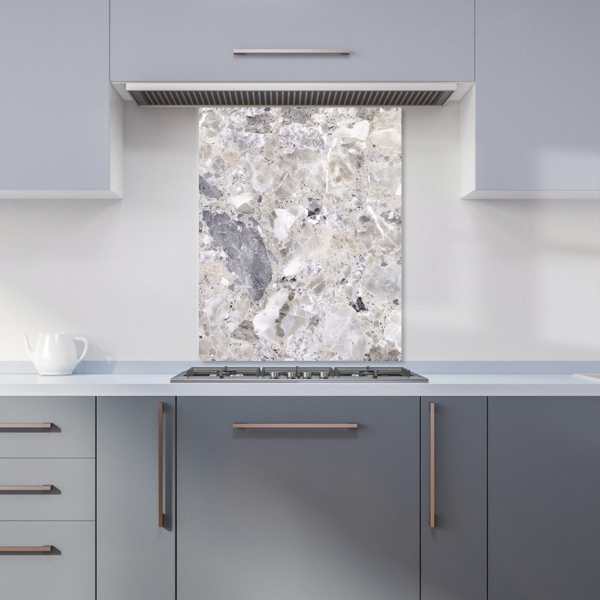 Silver Quartz Effect Kitchen Splashback