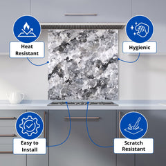Silver And Black Quartz Effect Kitchen Splashback