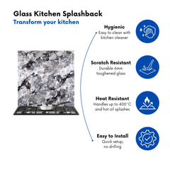 Silver And Black Quartz Effect Kitchen Splashback