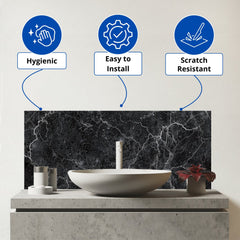 Slate Grey Quartz Effect Glass Bathroom Splashback