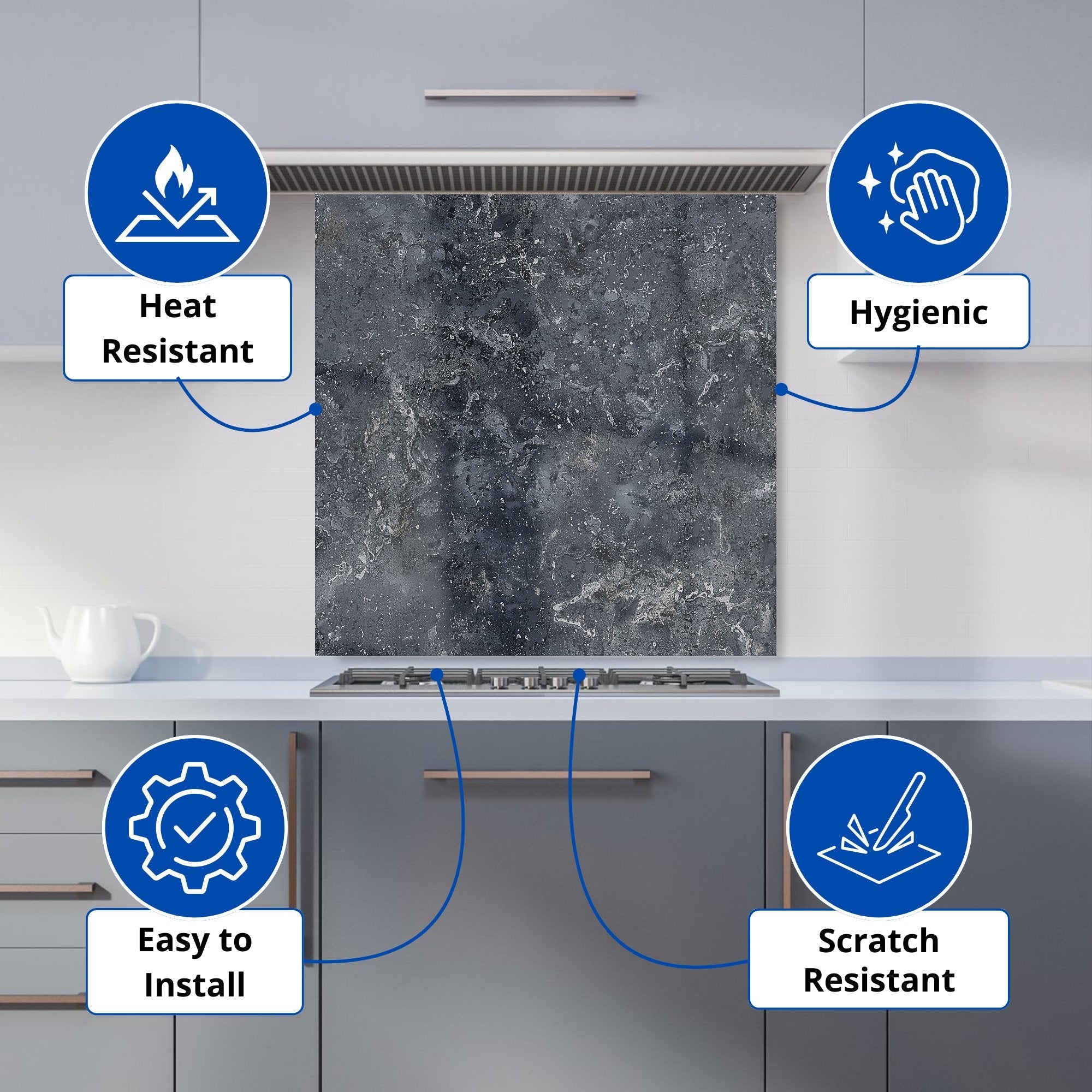 Luxury Slate Grey Quartz Effect Kitchen Splashback
