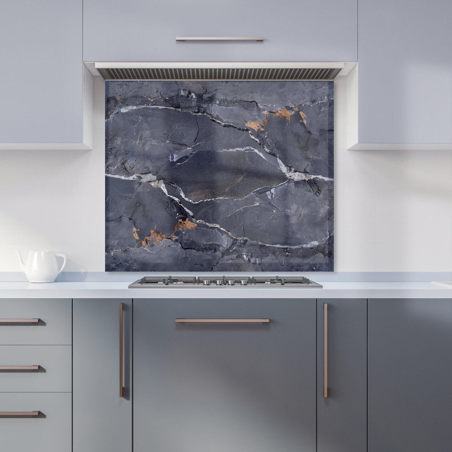 Polished Slate Grey Quartz Effect Kitchen Splashback