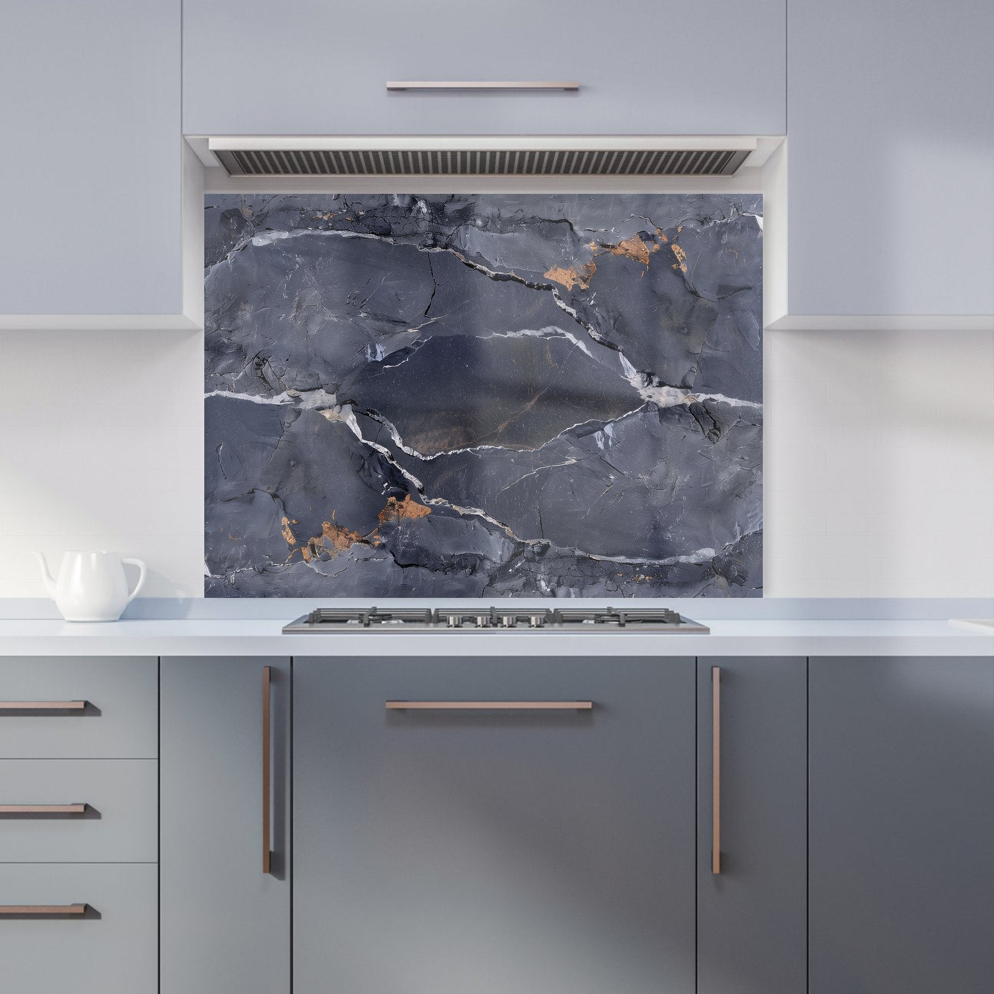 Polished Slate Grey Quartz Effect Kitchen Splashback