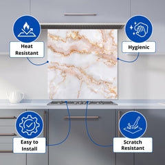 Peach Quartz Effect Kitchen Splashback