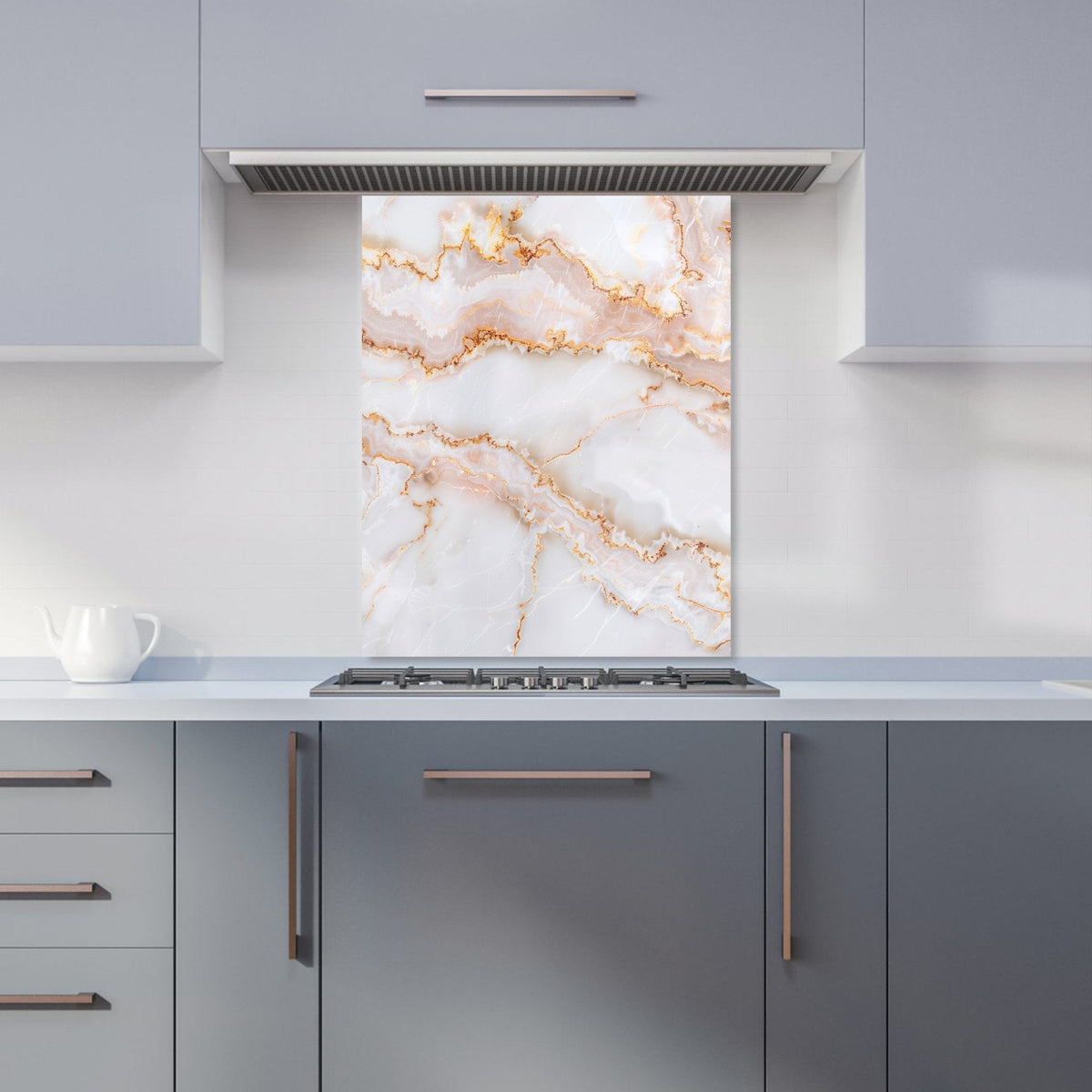 Peach Quartz Effect Kitchen Splashback