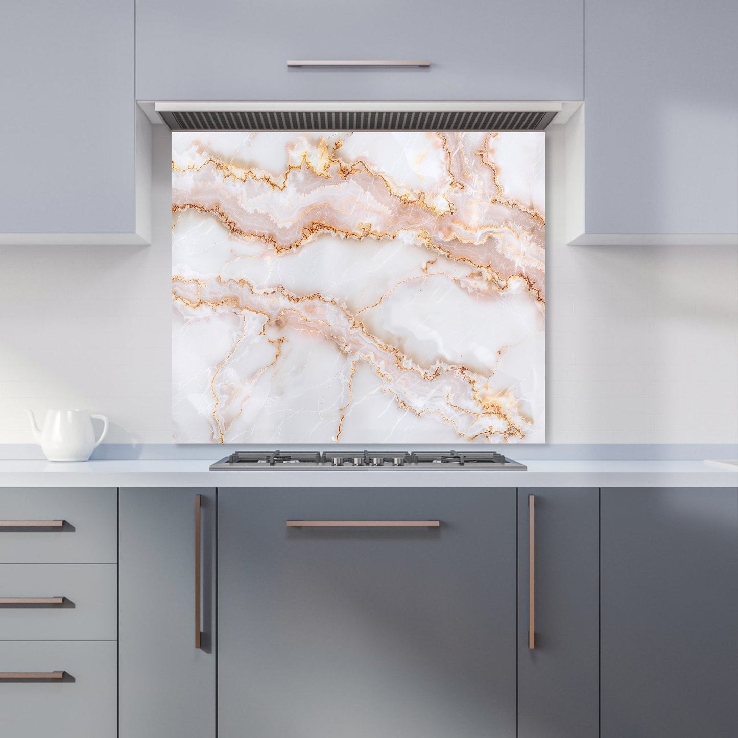 Peach Quartz Effect Kitchen Splashback