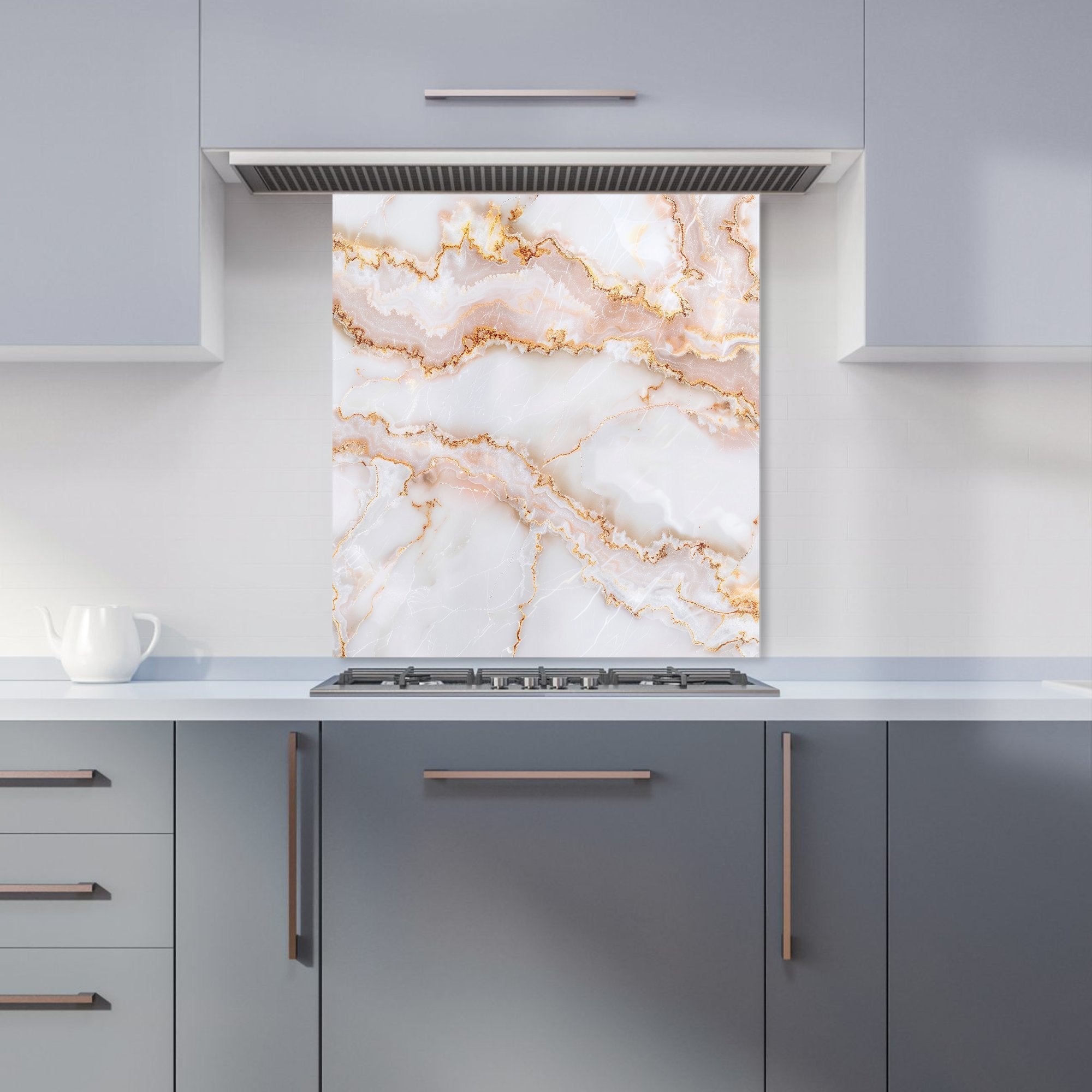 Peach Quartz Effect Kitchen Splashback