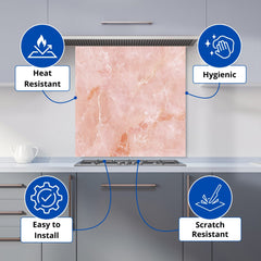 Sweet Peach Quartz Effect Kitchen Splashback