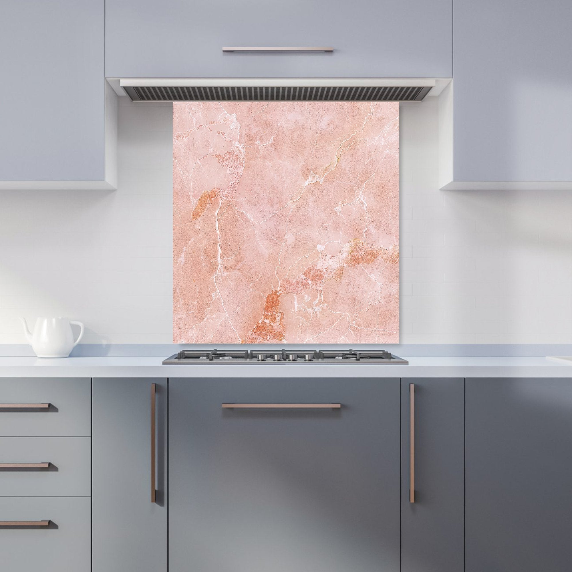 Sweet Peach Quartz Effect Kitchen Splashback