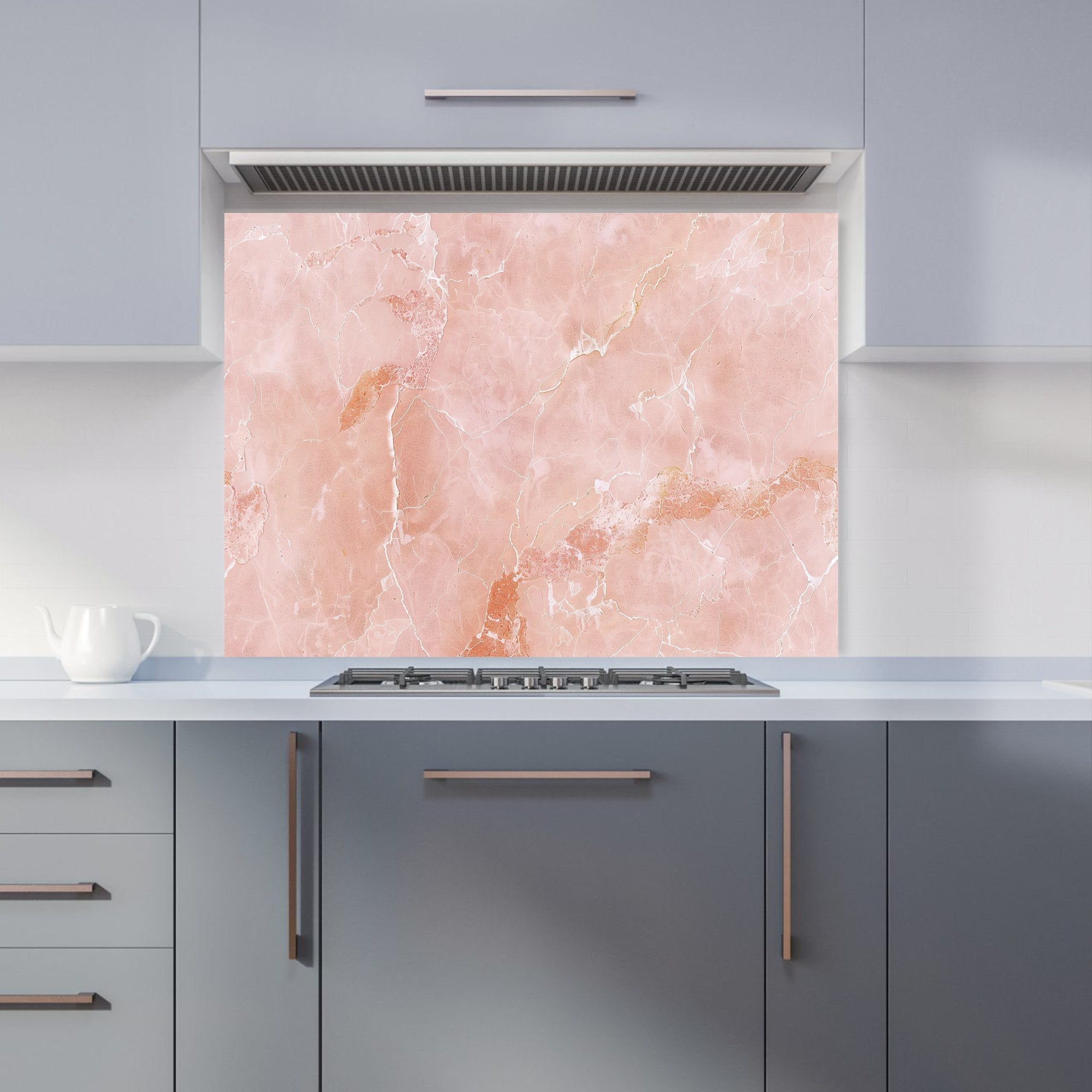 Sweet Peach Quartz Effect Kitchen Splashback