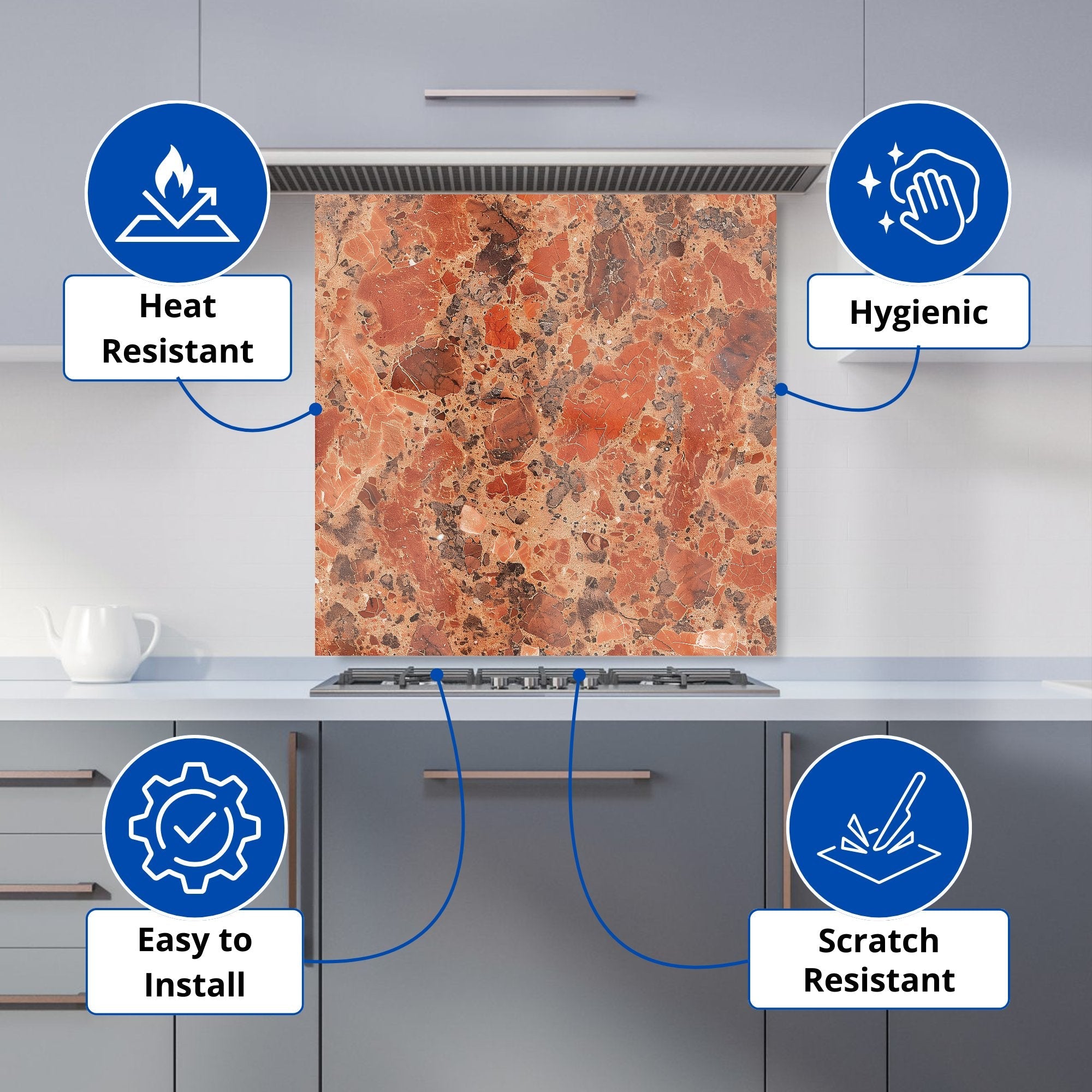 Authentic Terracotta Quartz Effect Kitchen Splashback