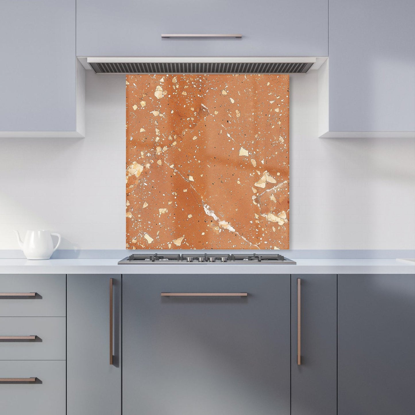 Pale Terracotta Quartz Effect Kitchen Splashback