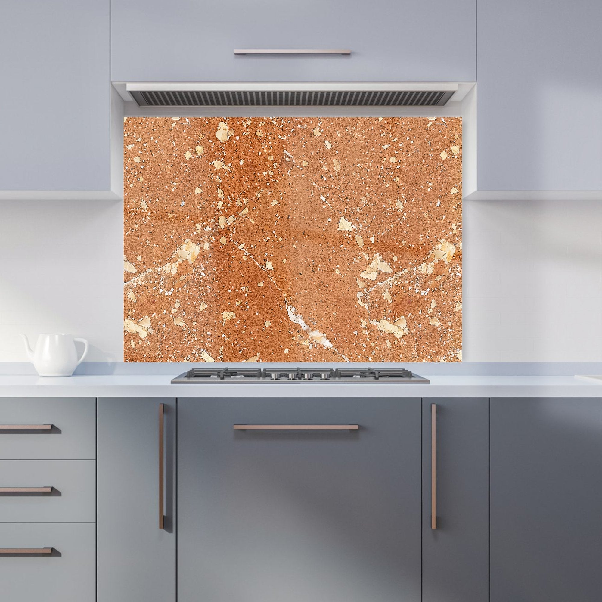 Pale Terracotta Quartz Effect Kitchen Splashback