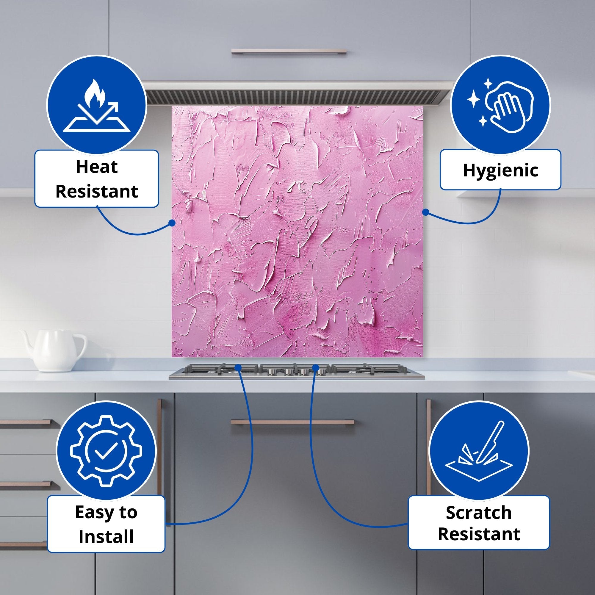 Bright Pink Textured Effect Kitchen Splashback