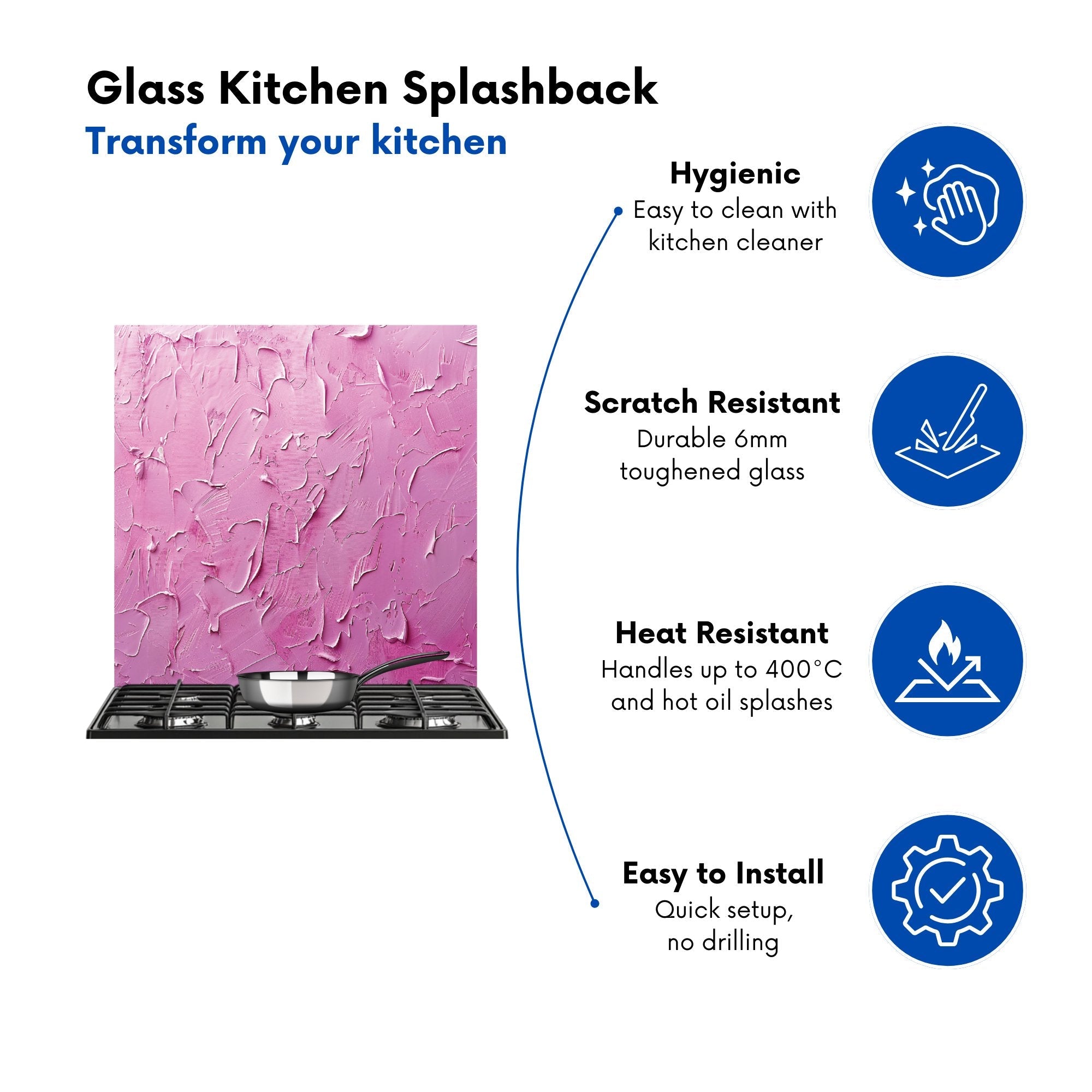 Bright Pink Textured Effect Kitchen Splashback