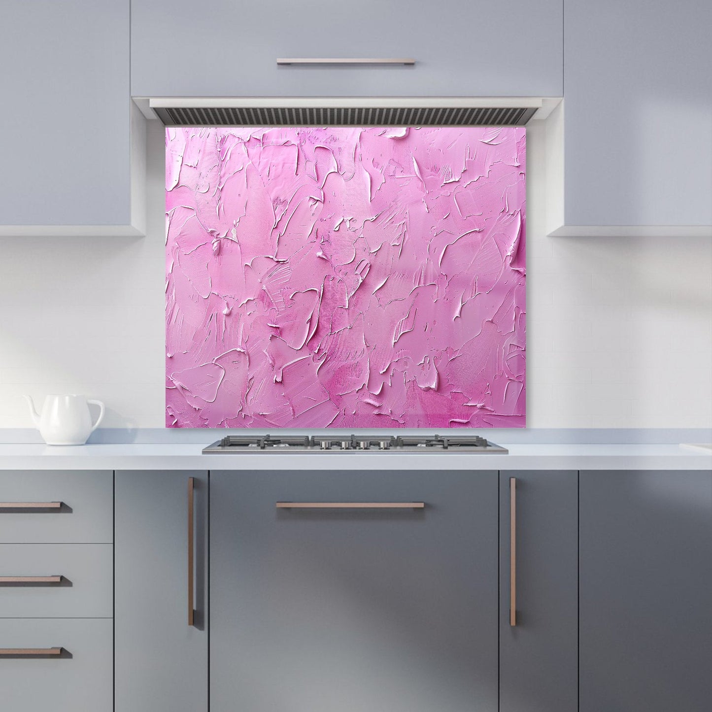 Bright Pink Textured Effect Kitchen Splashback