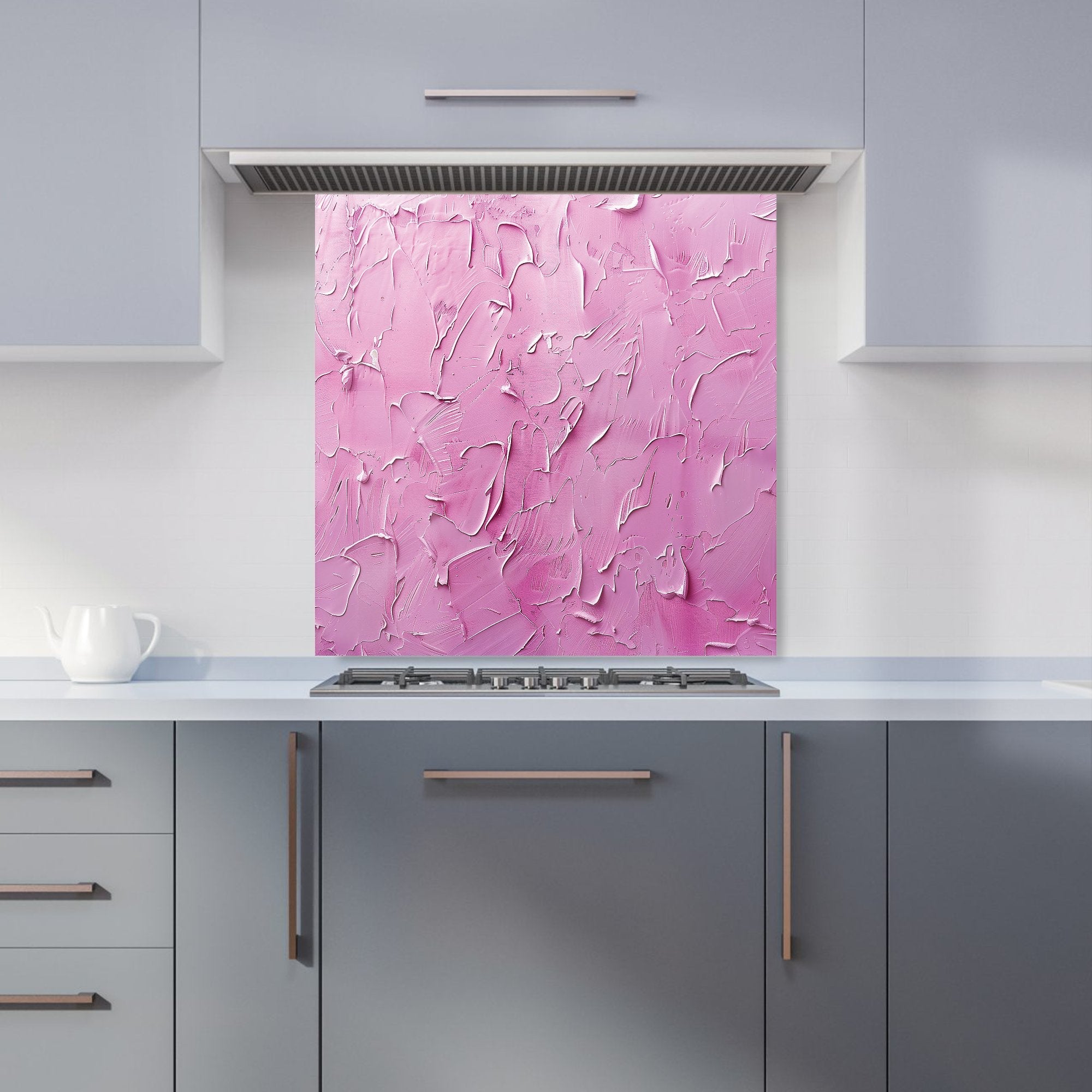 Bright Pink Textured Effect Kitchen Splashback