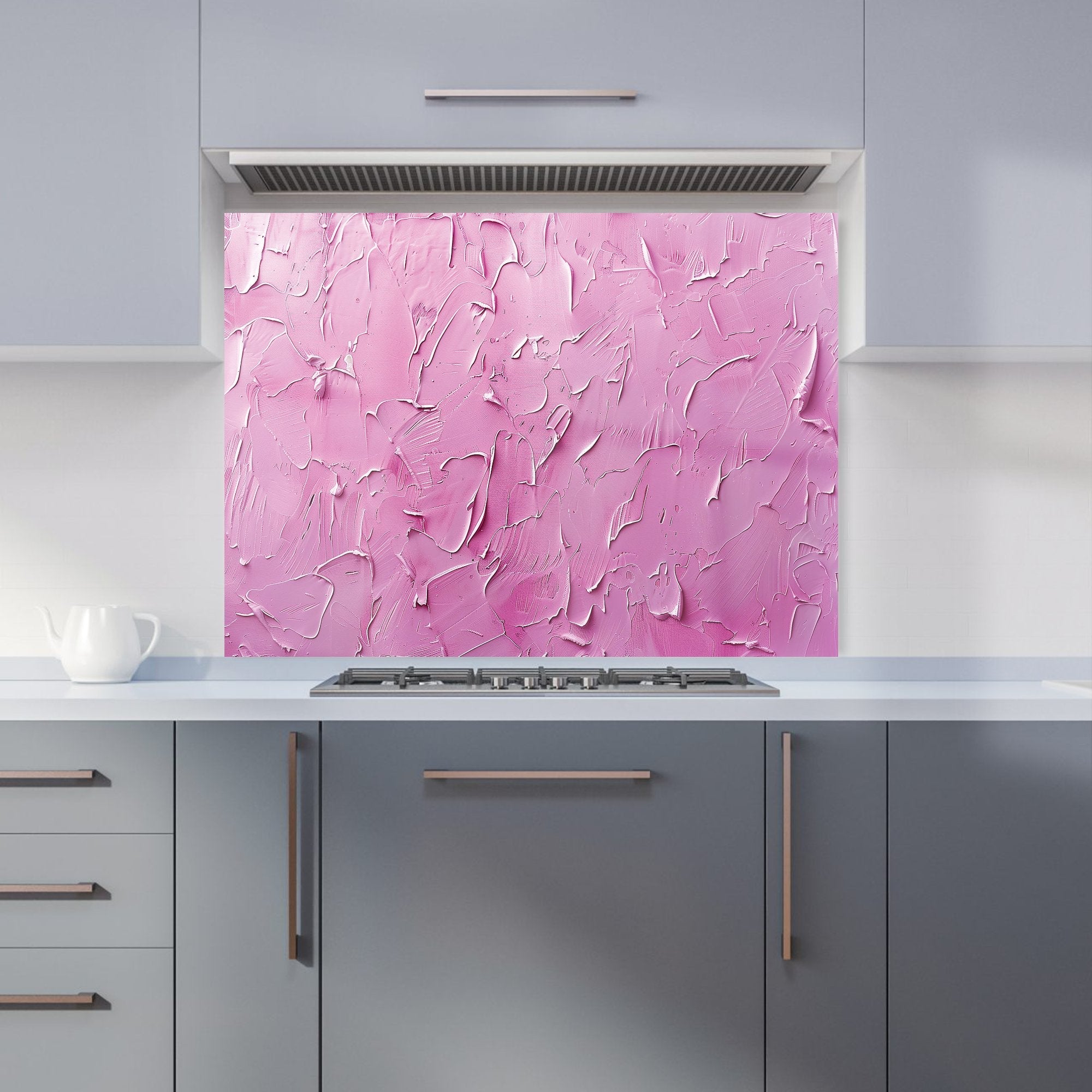 Bright Pink Textured Effect Kitchen Splashback