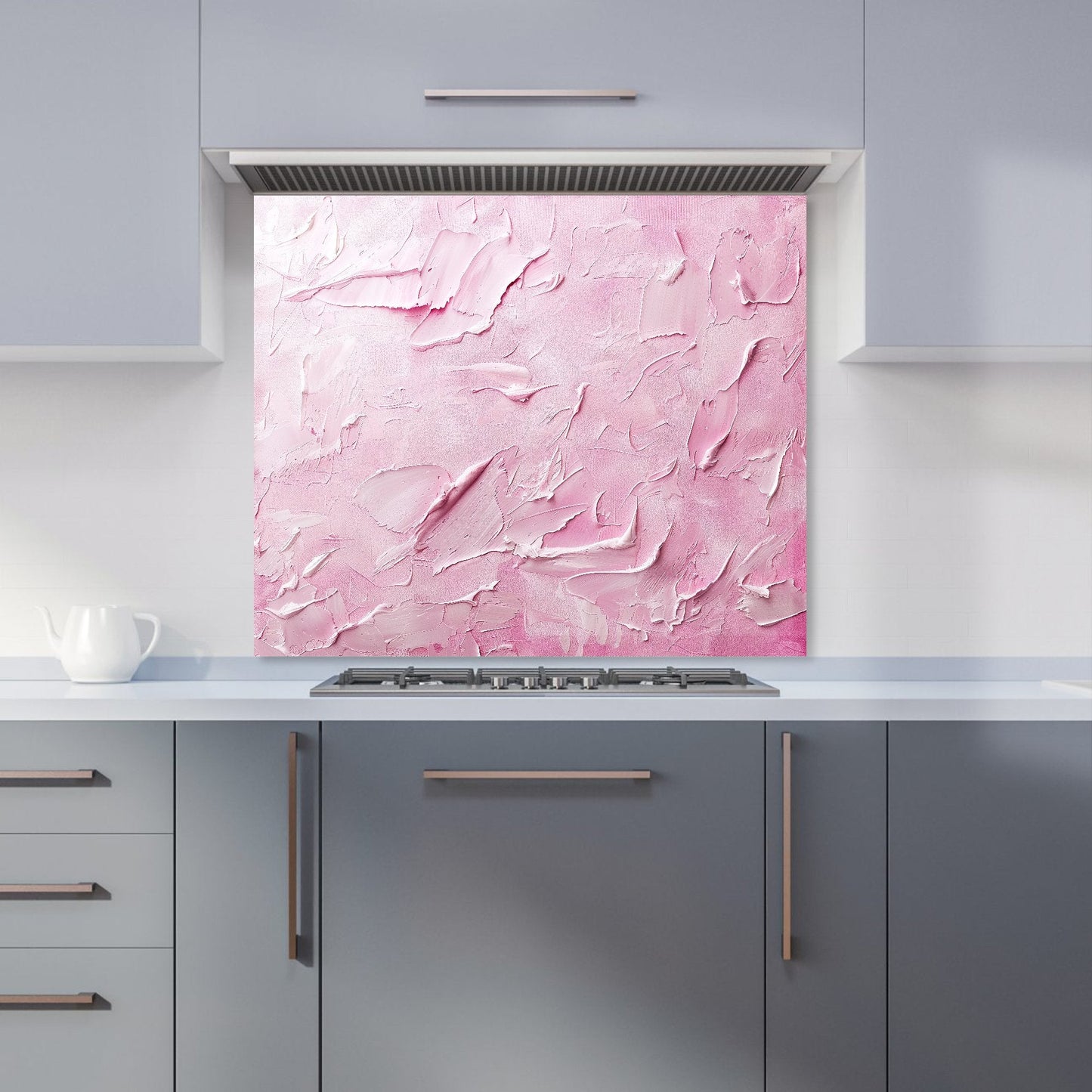 Baby Pink Textured Effect Kitchen Splashback