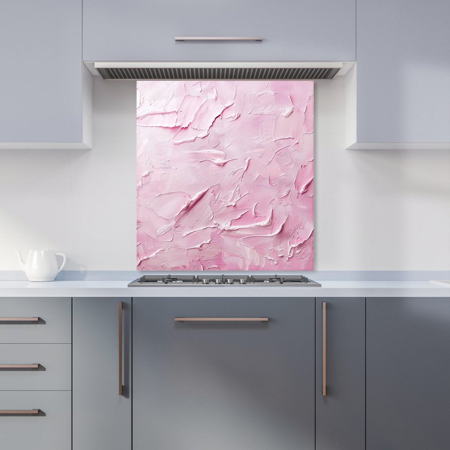 Baby Pink Textured Effect Kitchen Splashback