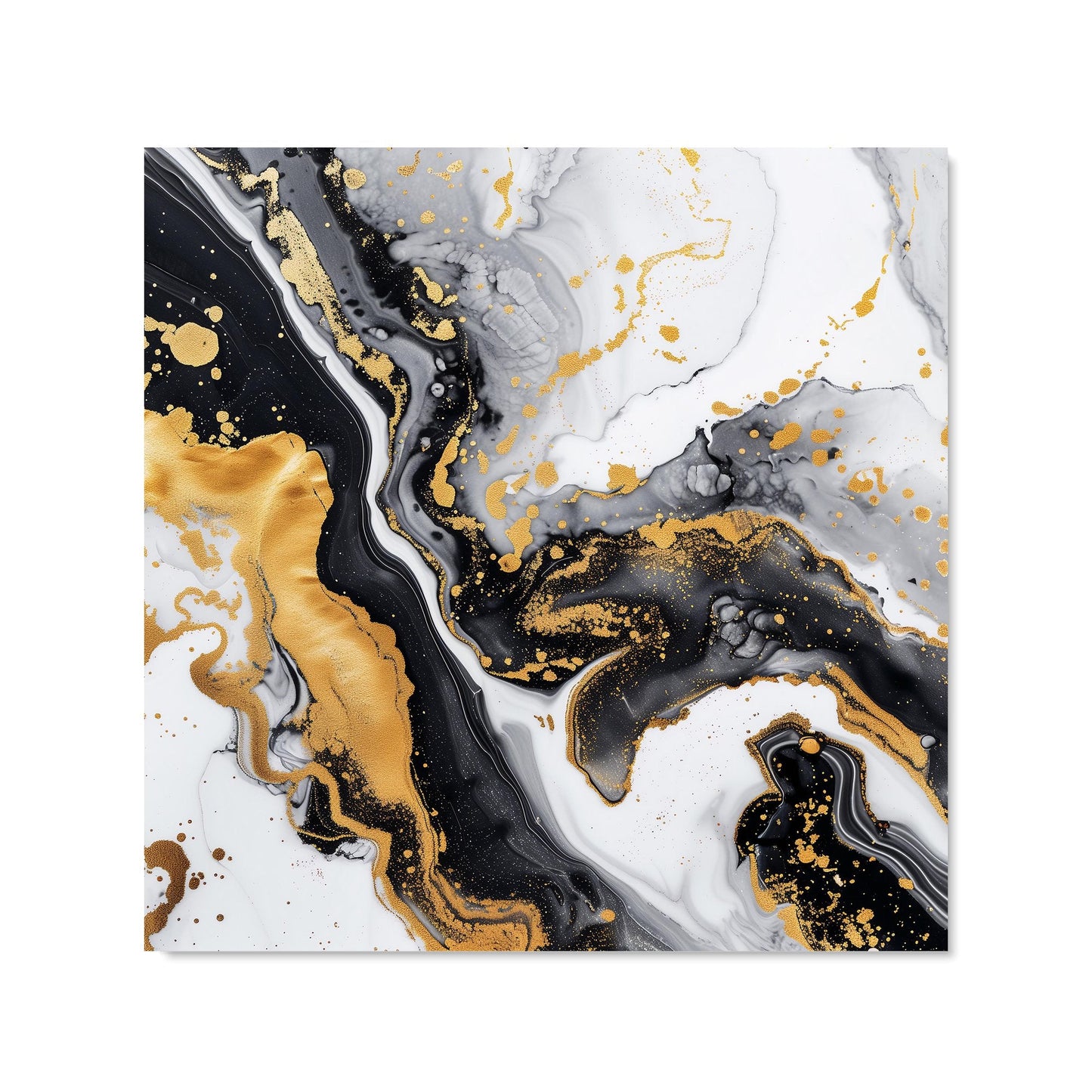 Gold White And Black Marble Effect Kitchen Splashback