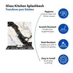 Flecks Of Gold Marble Effect Kitchen Splashback