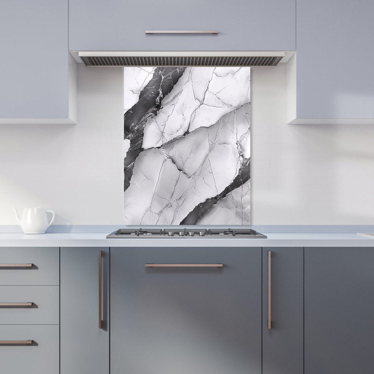 Grey And White Marble Effect Kitchen Splashback