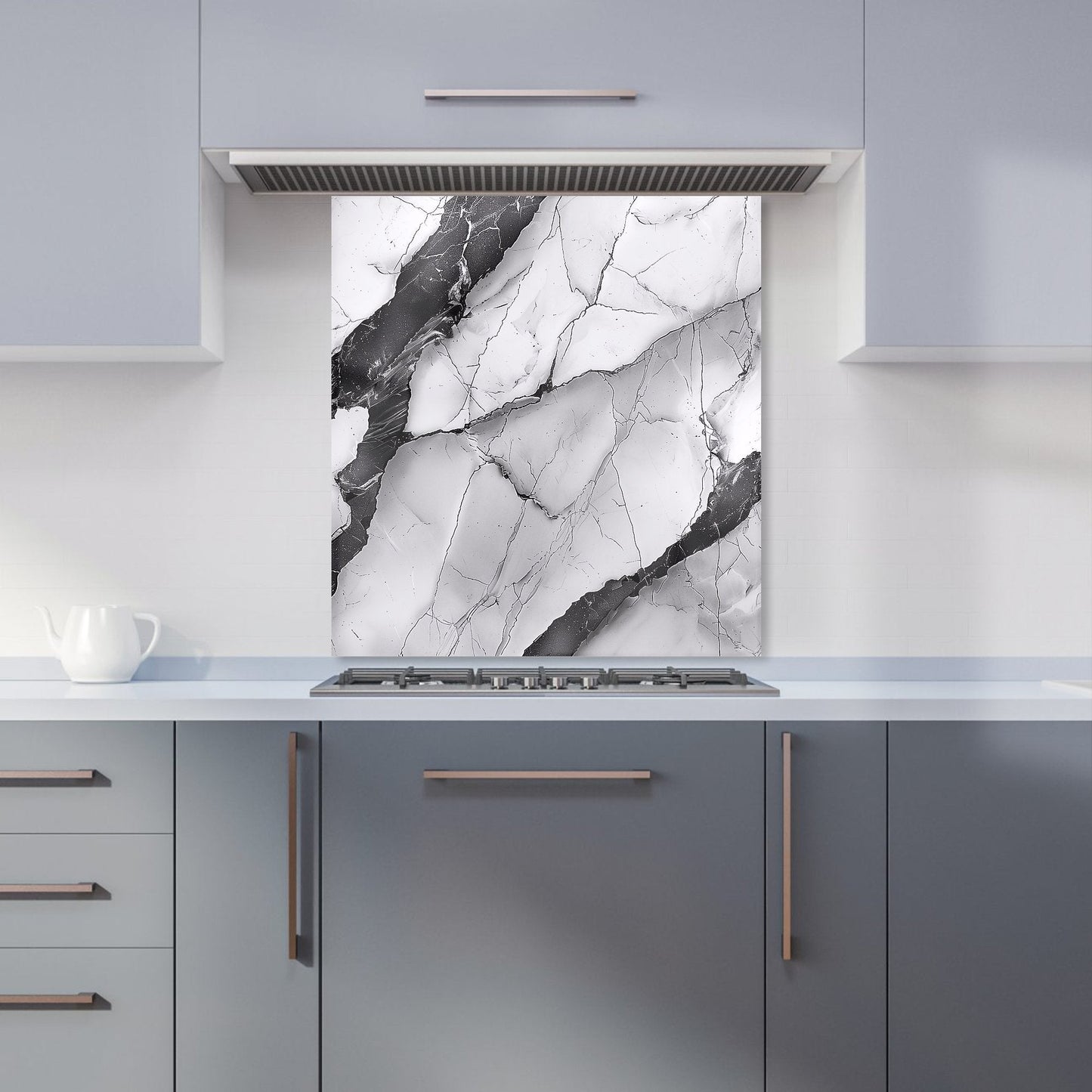 Grey And White Marble Effect Kitchen Splashback