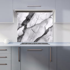 Grey And White Marble Effect Kitchen Splashback