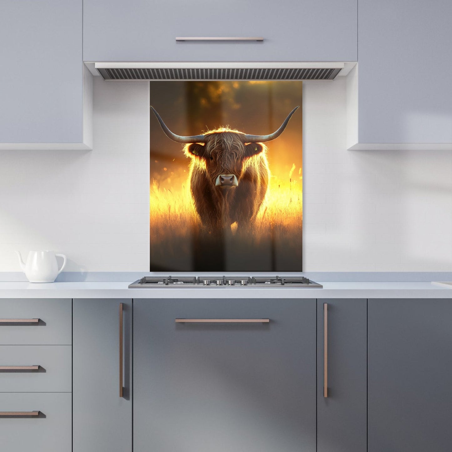 Highland Cow Sunset Kitchen Splashback