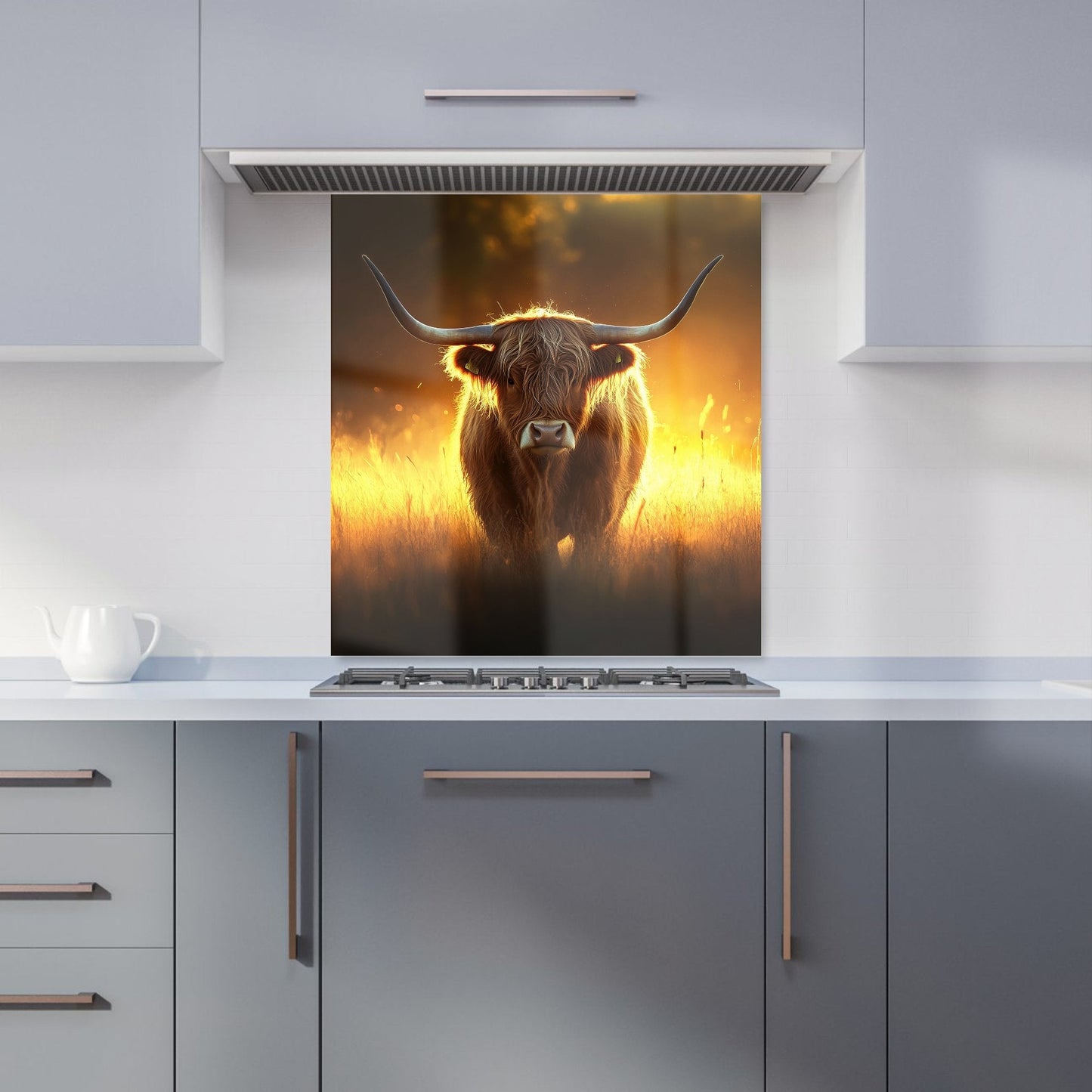 Highland Cow Sunset Kitchen Splashback