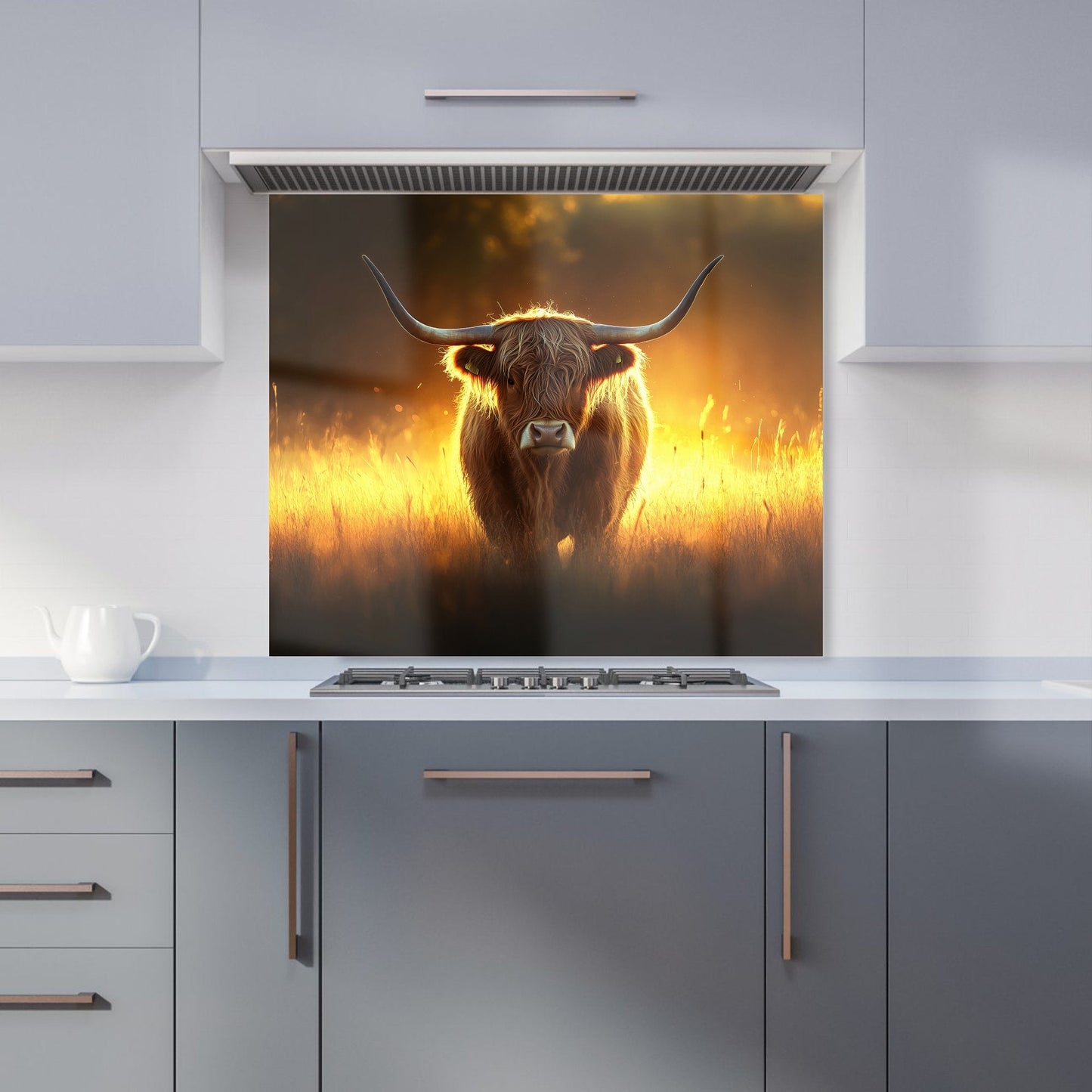 Highland Cow Sunset Kitchen Splashback