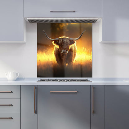 Highland Cow Sunset Kitchen Splashback