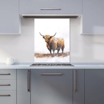 Highland Cow Watercolour Kitchen Splashback