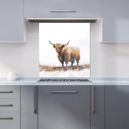 Highland Cow Watercolour Kitchen Splashback