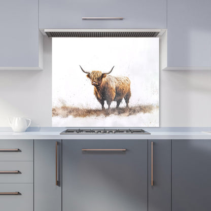 Highland Cow Watercolour Kitchen Splashback