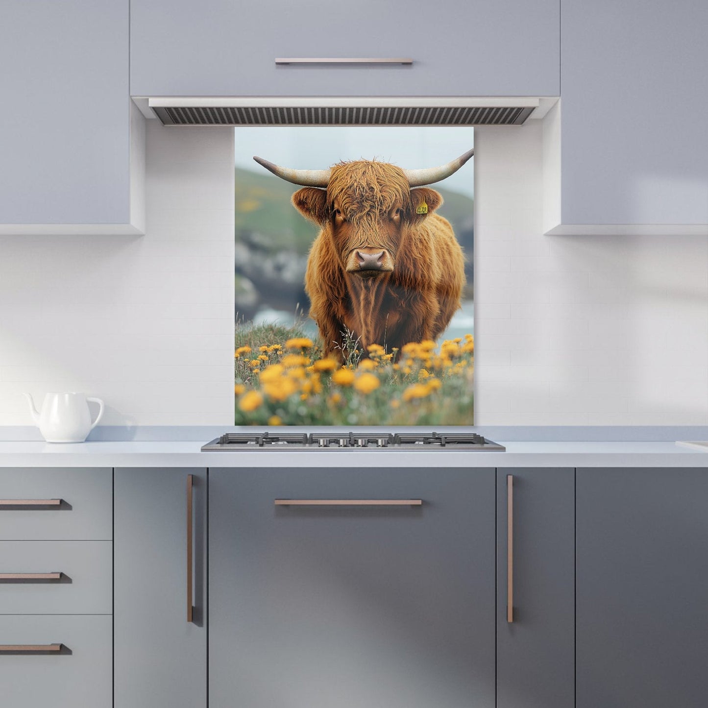 Highland Cow By The Coast Kitchen Splashback