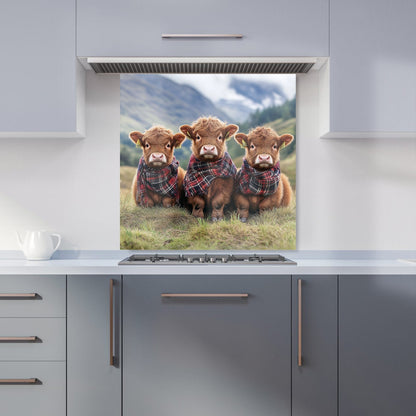 Trio Of Baby Highland Cows Kitchen Splashback