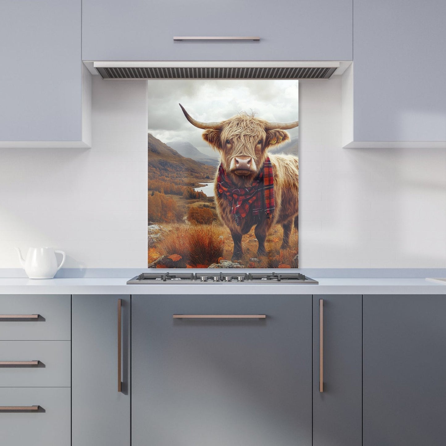 Autumnal Highland Cow Kitchen Splashback